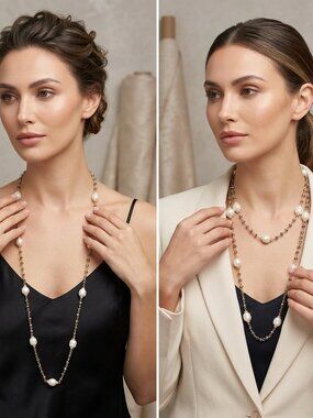Ali Khan gold chain with baroque pearl and rhinestones necklace